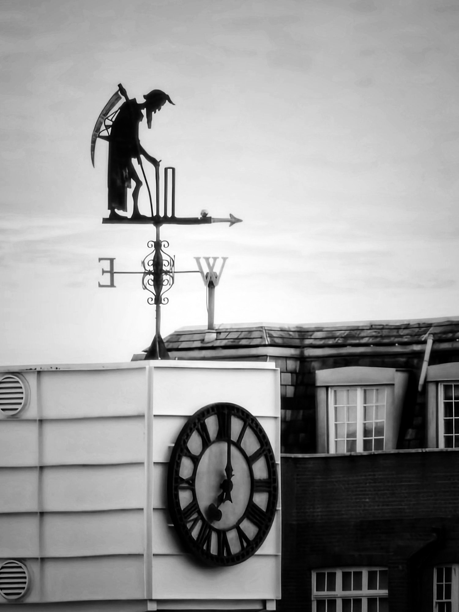 The Old Father Time weathervane above the clock at Lord’s Cricket Ground